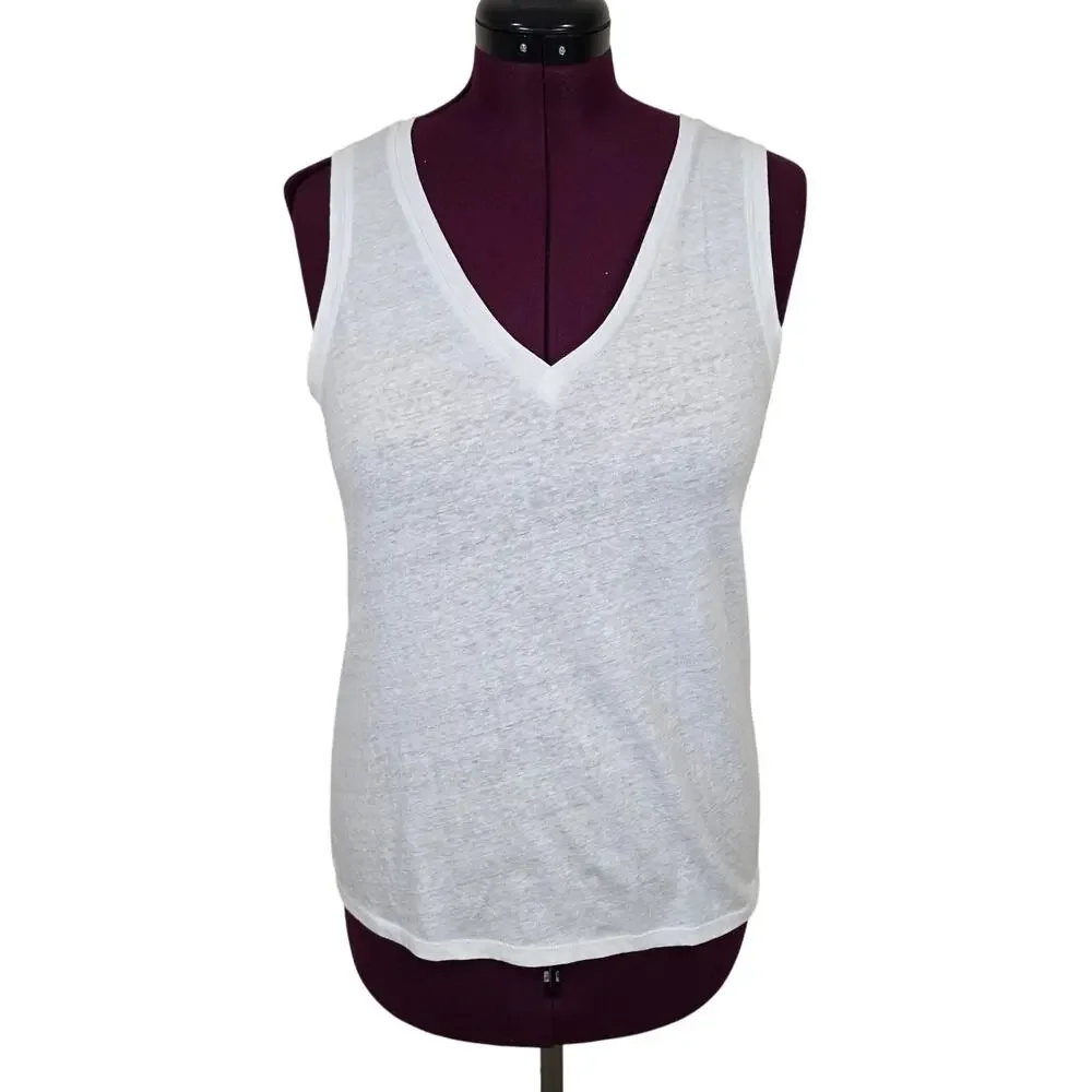 NEW NWT Women's J. Crew White Lightweight V-Neck Tank Top | Size Medium